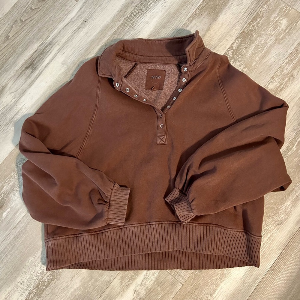 Aerie Fleece Quarter-Snap Sweatshirt XL